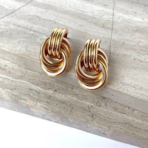NEW~ Anthropologie Gold Knotted Rings Post Earrings